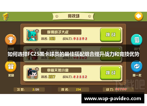 如何选择FC25黑卡球员的最佳搭配组合提升战力和竞技优势
