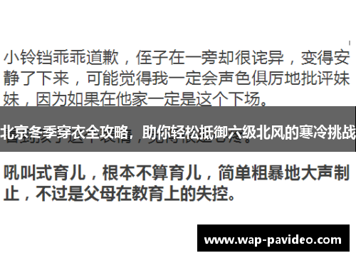 北京冬季穿衣全攻略，助你轻松抵御六级北风的寒冷挑战